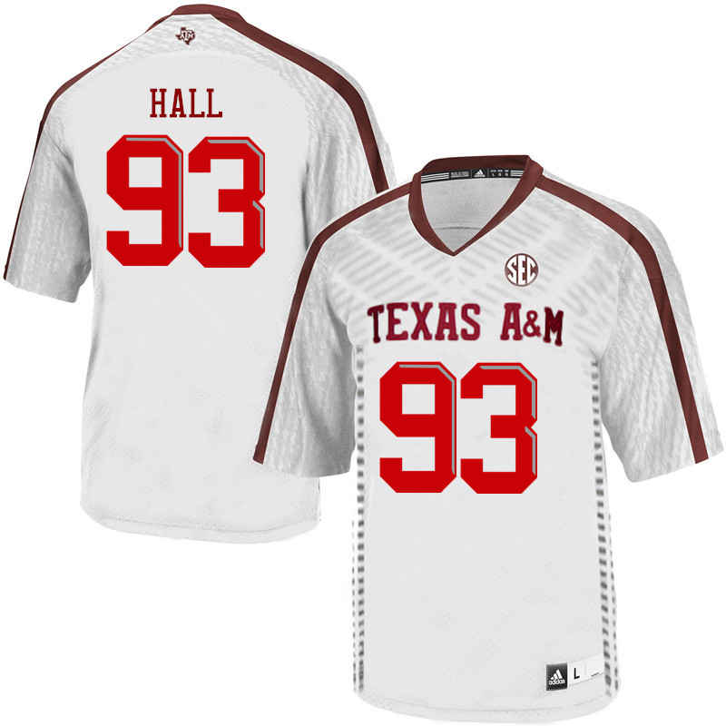 Men #93 Ethan Hall Texas A&M Aggies College Football Jerseys Sale-White - Click Image to Close